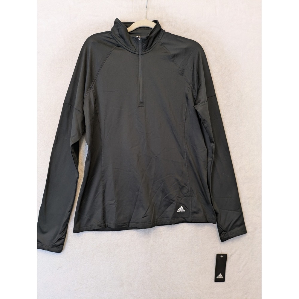 NEW Adidas 1/4 Zip Fleece Women's Large Black Golf Pullover